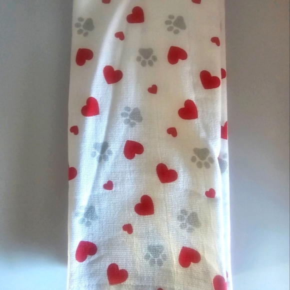 3pc The Humane Society Paws Hearts Dog/Cat Kitchen Towels Valentine's Da… - Picture 2 of 5